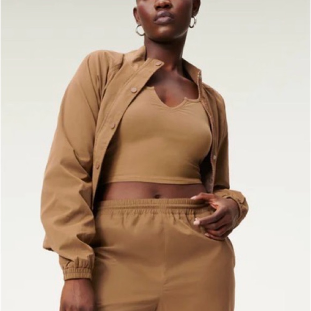 Good American SUEDED TRACK JACKET | SEPIA001